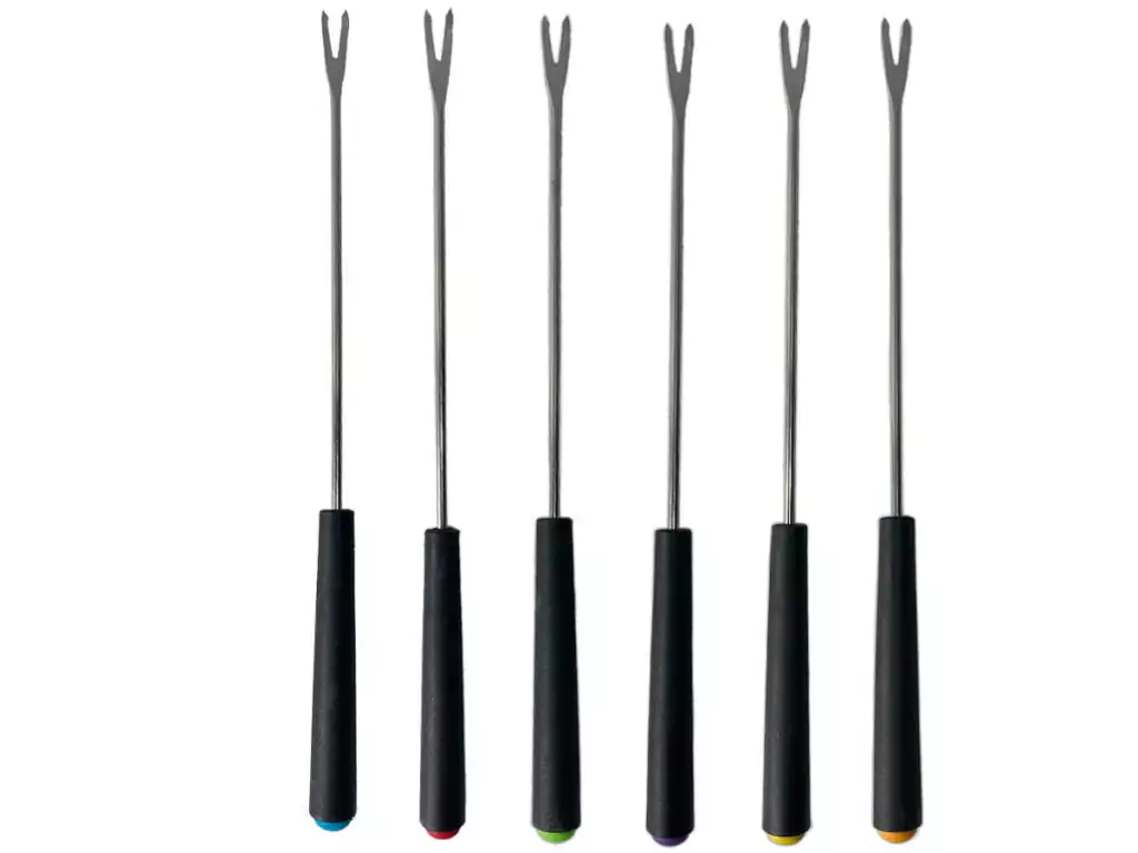 Garfinhos para fondue em inox Cabo Preto 06 unidades