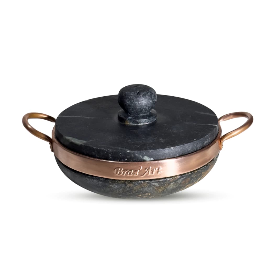 Frigideira De Pedra Sabão Com Tampa Pequena