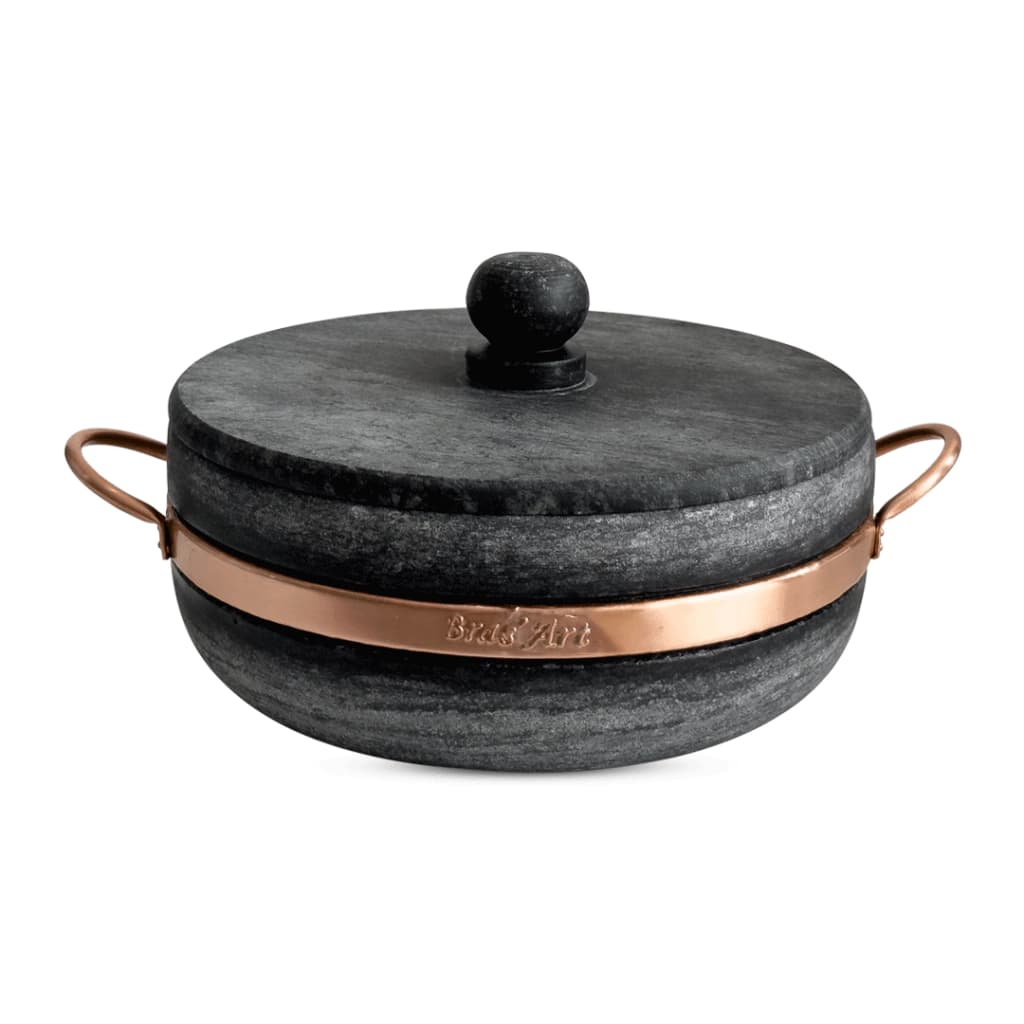 Panela De Pedra Sabão Abaulada Baixa Modelo Paeja 2 Litros