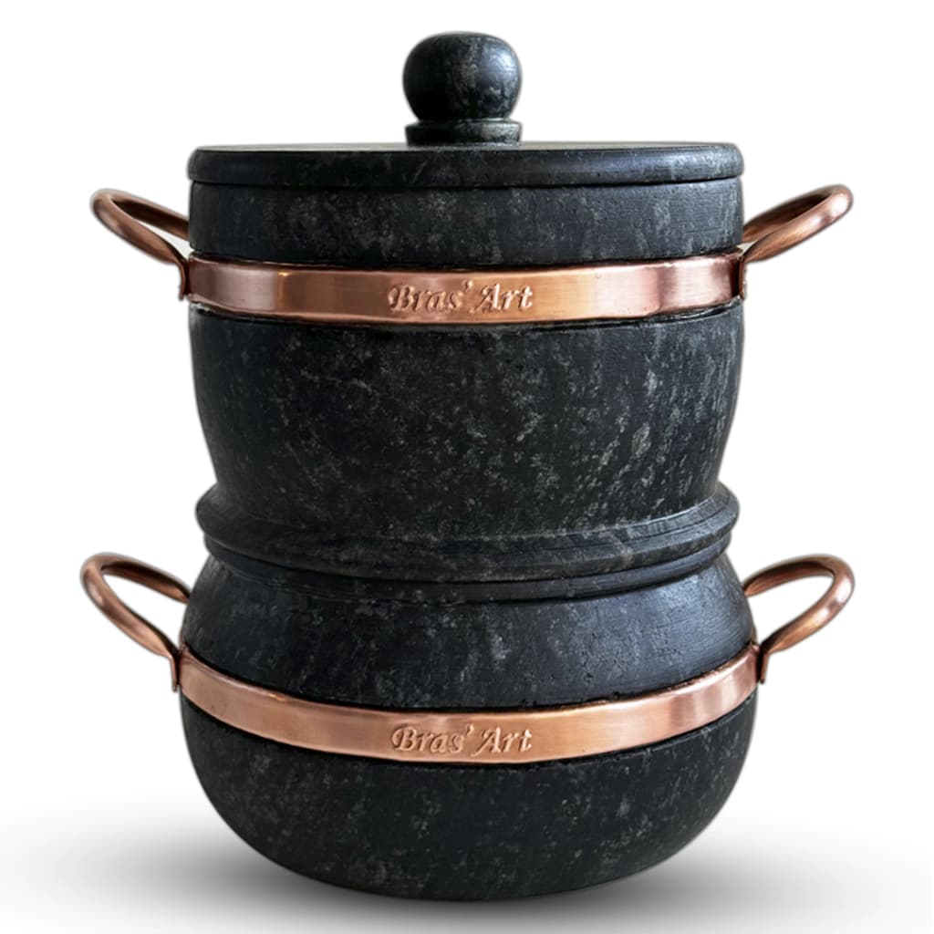 Cuscuzeira De Pedra Sabão 3 em 1 Vaporeira 1,5 L em Cada Parte