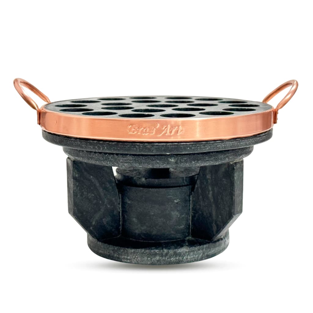 Kit Provolera Para Queijo 23 cm + Rechaud De Pedra Sabão