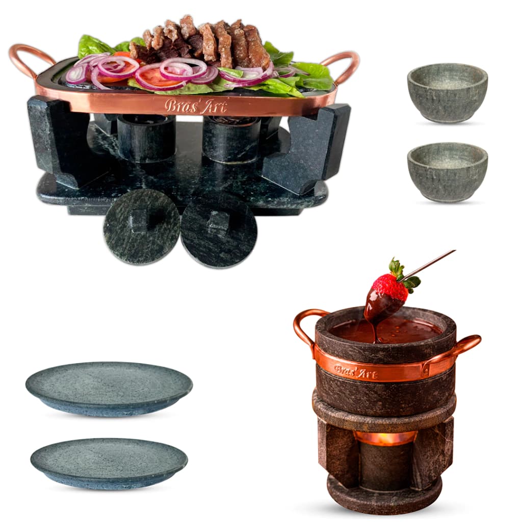 Kit Churrasco Na Pedra Sabão Completo Perfeito Para Casal